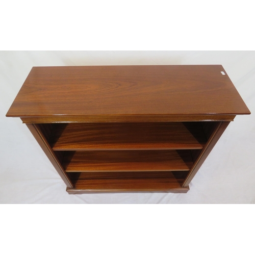 245 - Edwardian design mahogany open bookcase with adjustable shelving, on bracket feet