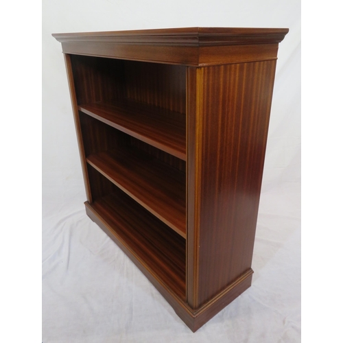 245 - Edwardian design mahogany open bookcase with adjustable shelving, on bracket feet