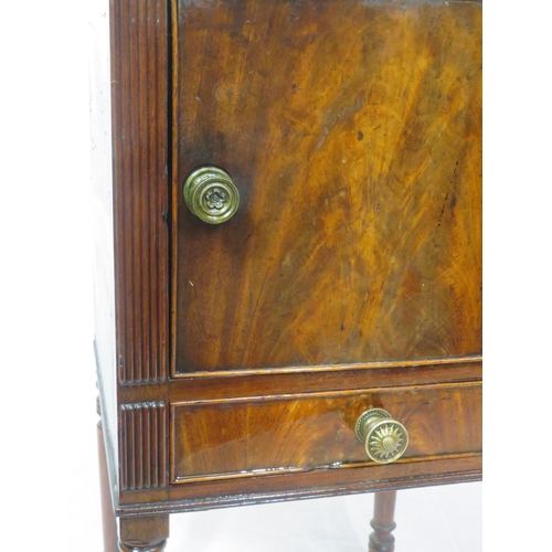 246 - Georgian walnut and mahogany locker with press, drawer under, round handles, on tapering legs