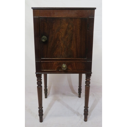 246 - Georgian walnut and mahogany locker with press, drawer under, round handles, on tapering legs