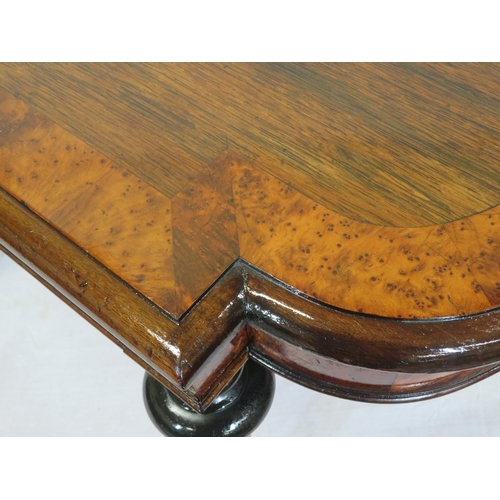 250 - William IV rosewood and walnut occasional table with D-shaped ends, crossbanding, frieze drawer, rai... 