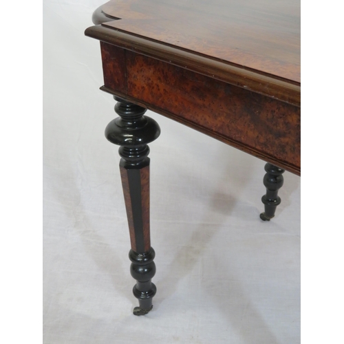 250 - William IV rosewood and walnut occasional table with D-shaped ends, crossbanding, frieze drawer, rai... 