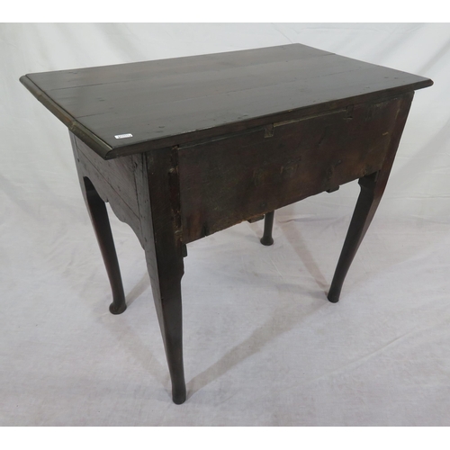 260 - Georgian oak lowboy with 3 drawers, brass drop handles with round backplates, on cabriole legs with ... 