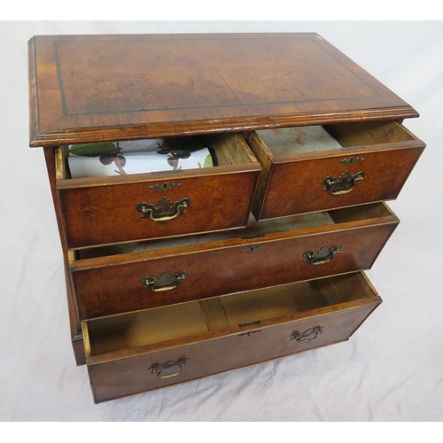 265 - Edwardian walnut chest of 2 short and 3 long drawers wth brass drop handles and escutcheons, on brac... 