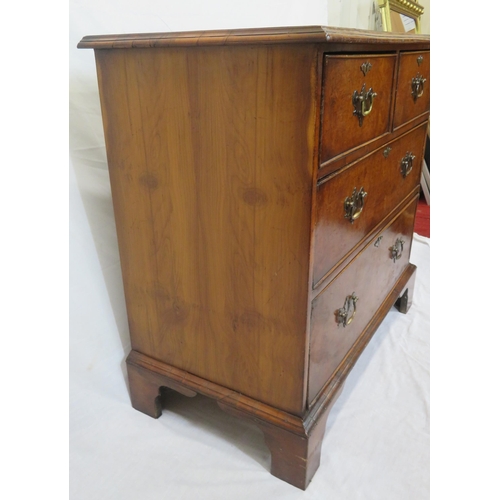 265 - Edwardian walnut chest of 2 short and 3 long drawers wth brass drop handles and escutcheons, on brac... 