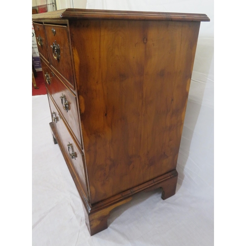 265 - Edwardian walnut chest of 2 short and 3 long drawers wth brass drop handles and escutcheons, on brac... 