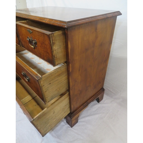 265 - Edwardian walnut chest of 2 short and 3 long drawers wth brass drop handles and escutcheons, on brac... 