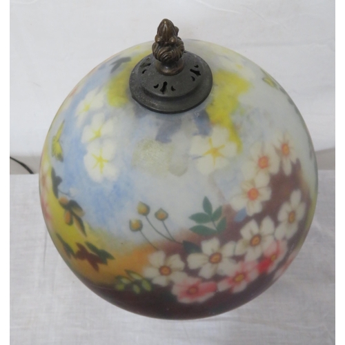 272 - Art Deco style bronzed electric lamp with foliate decorated domed shade