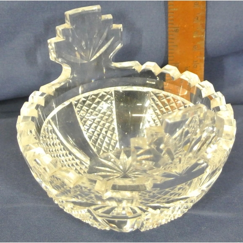 274 - Waterford Crystal cut glass butter churn with serrated rim, strawberry diamond decorated panels