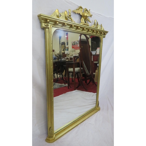 281 - Regency style gilt framed overmantle with eagle pediment and ball decoration