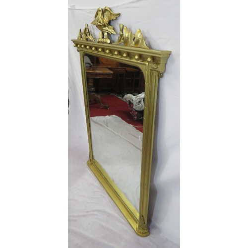 281 - Regency style gilt framed overmantle with eagle pediment and ball decoration