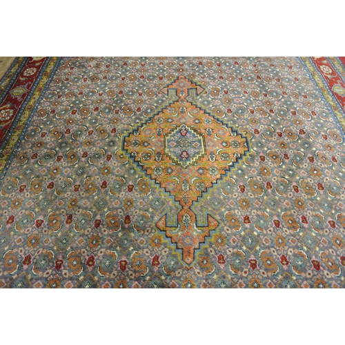 282 - Blue ground Persian Bidjar carpet of traditional medallion design 300 x200 cm