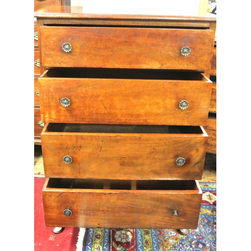 285 - Edwardian design mahogany chest of 4 drawers with pierced handles, on cabriole legs