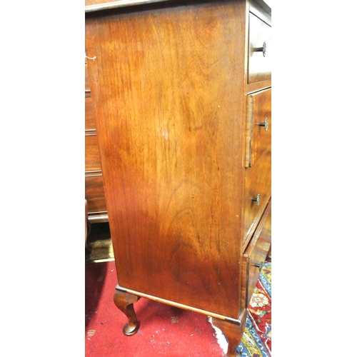 285 - Edwardian design mahogany chest of 4 drawers with pierced handles, on cabriole legs