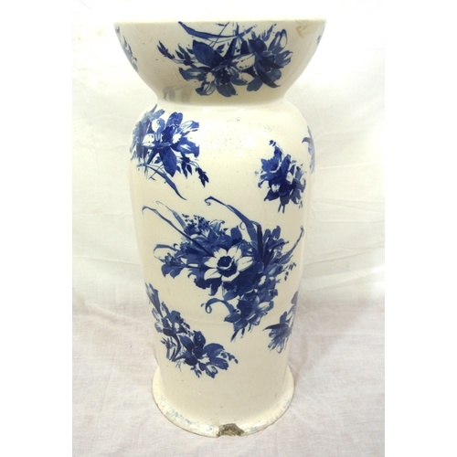 286 - Large Royal Doulton vase or stick stand with blue and white foliate decoration