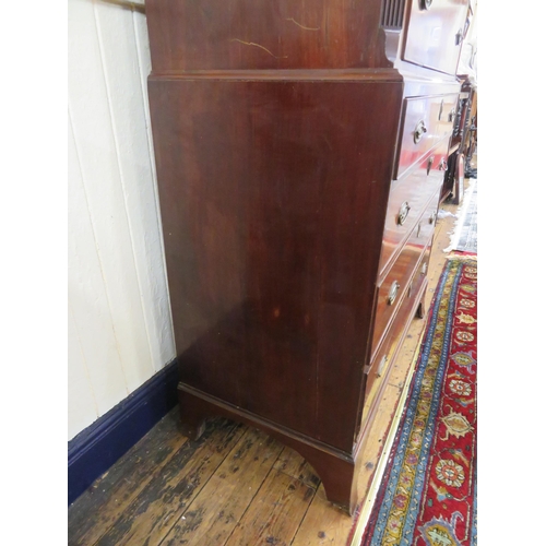 290 - Edwardian mahogany cabinet on chest with oval reeded brass drop handles and escutcheons, on bracket ... 