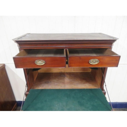 290 - Edwardian mahogany cabinet on chest with oval reeded brass drop handles and escutcheons, on bracket ... 