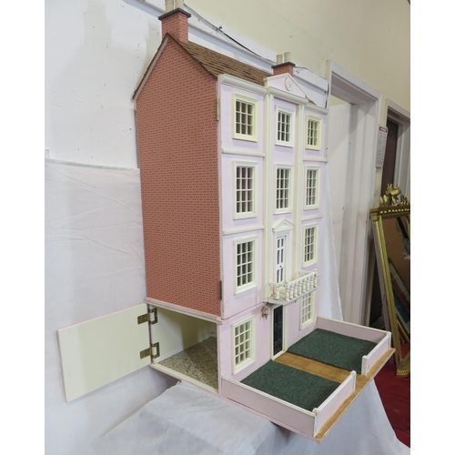 296 - Edwardian style dolls house together with 2 boxes of doll house furniture