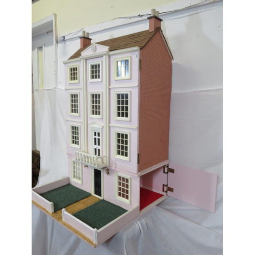 296 - Edwardian style dolls house together with 2 boxes of doll house furniture