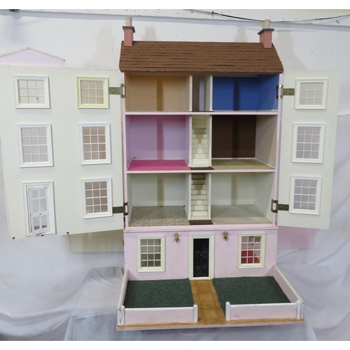 296 - Edwardian style dolls house together with 2 boxes of doll house furniture