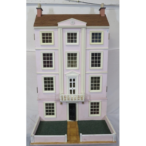 296 - Edwardian style dolls house together with 2 boxes of doll house furniture