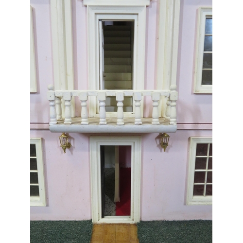 296 - Edwardian style dolls house together with 2 boxes of doll house furniture