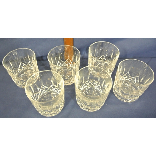 297 - Set of 6 Waterford Crystal whiskey tumblers with diamond decoration