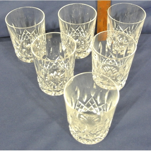 298 - Set of 6 Waterford Crystal whiskey tumblers with diamond decoration