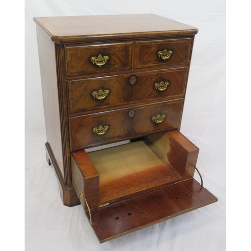 301 - Edwardian design walnut television cabinet with fold-up front, brass drop handles, drawer under with... 