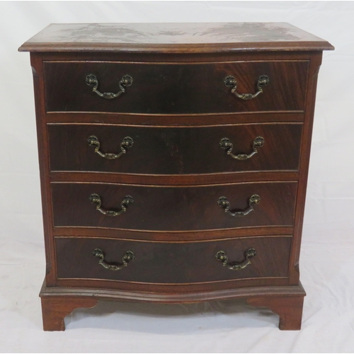 306 - Edwardian mahogany serpentine fronted chest of 4 drawers with drop handles, on bracket feet