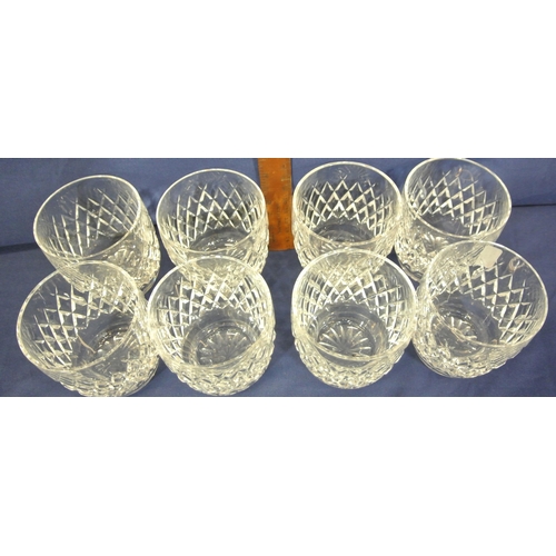 308 - Set of 8 Waterford Crystal cut glass whiskey tumblers with diamond decoration