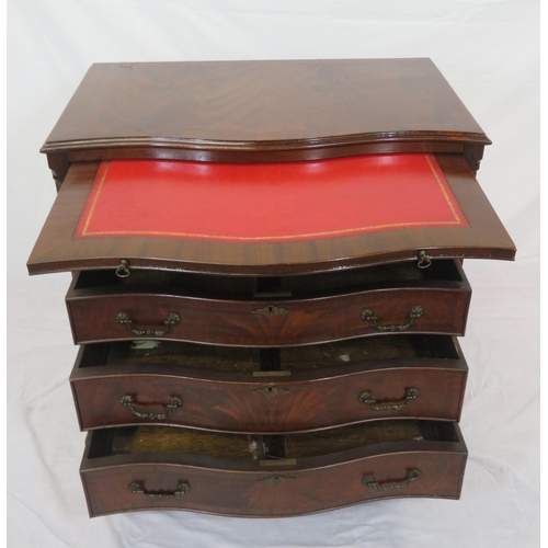 314 - Edwardian mahogany serpentine fronted bachelors chest with pull-out shelf, 4 drawers with drop handl... 