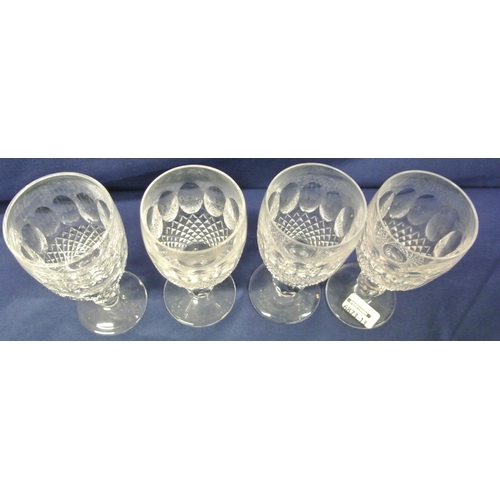 319 - Set of 4 Waterford Crystal cut glass port glasses with strawberry diamond panelled decoration