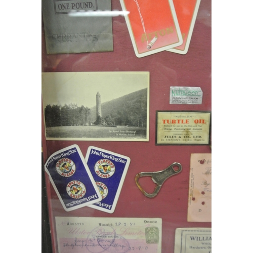 322 - Assorted vintage memoribilia in display case