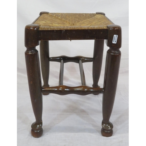 329 - Victorian style sugan stool  with rattan top and turned legs