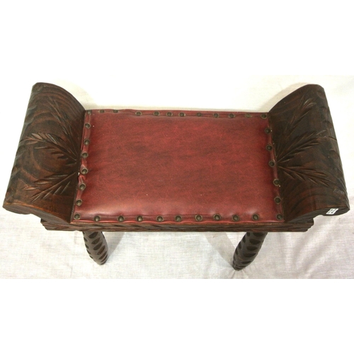 331 - Small piano stool with red leather seat