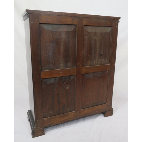 332 - Edwardian style mahogany open bookcase with dentil frieze, on plinth