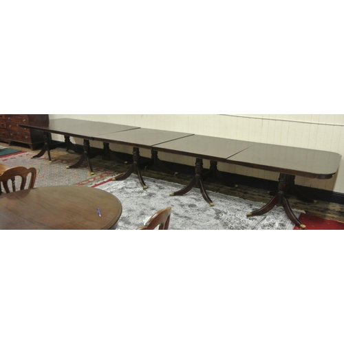 359 - 5 section Edwardian style mahogany boardroom table, each section raised on vase turned columns with ... 