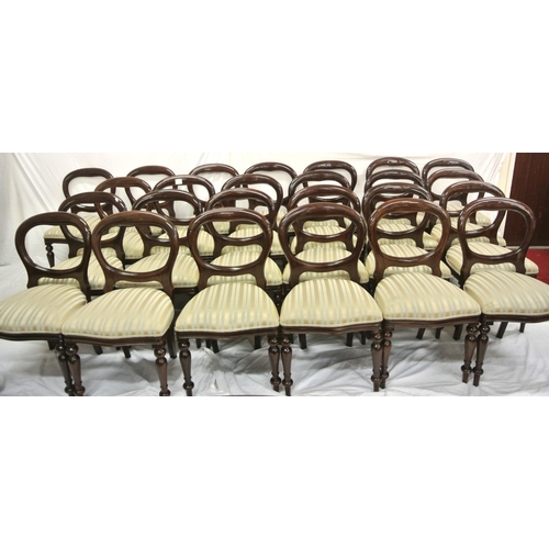 360 - Set of 24 Victorian design mahogany balloon back boardroom or dining chairs with serpentine fronted ... 