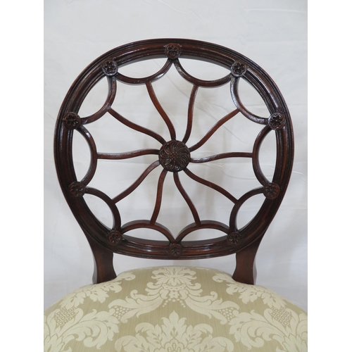 373 - Hepplewhite style occasional chair with ornate spoon back, serpentine fronted seat, on chamfered leg... 