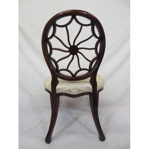 373 - Hepplewhite style occasional chair with ornate spoon back, serpentine fronted seat, on chamfered leg... 