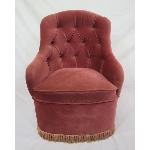 378 - Edwardian style upholstered chair with buttoned back