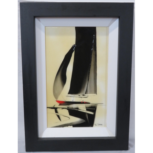 40 - Duncan MacGregor 'Starlit Sails II' Hand embellished glazed canvas, artists proof, 44x27cm, signed