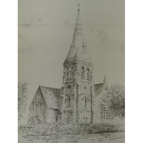 41 - Luke Philpott 'Study of a Cork Church' pencil, signed   23x H 30cm