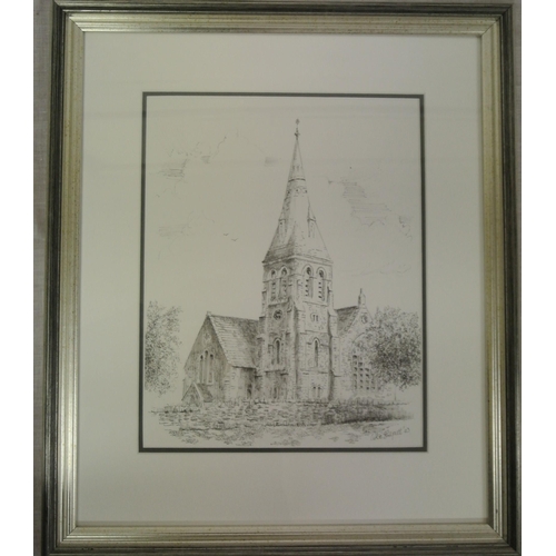 41 - Luke Philpott 'Study of a Cork Church' pencil, signed   23x H 30cm