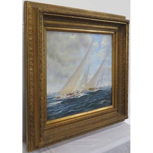 42 - B Murray 'One design yachts racing' oil on canvas 50x60cm, signed   60 x50cm