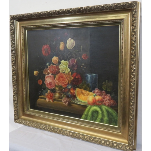 46 - Van Bruyn 'Still life study' oil on canvas, 50x60cm, signed verso