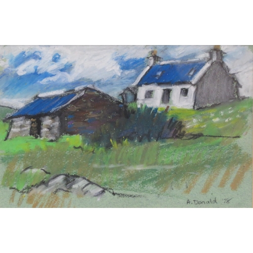 51 - Anne Donald 'Blue Roofs' pastels, 14x21cm, signed