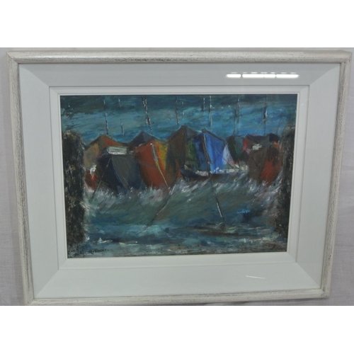 62 - Horace Lysaght 'Moored boats' oil on board, 25x35cm, signed