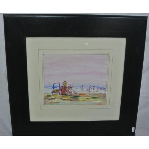 67 - Marie Carroll  'At the beach' pastels 24x29cm, signed H24 x30cm